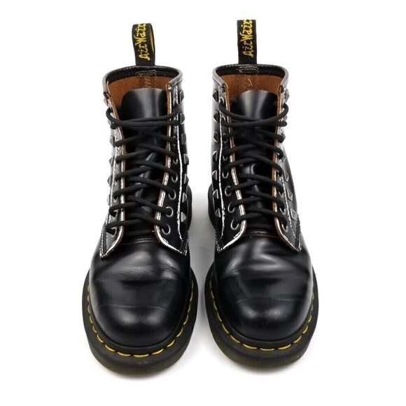 RARE Dr. Martens Studded Black Rolled Vintage Smooth High Top Boots Women's 6 - Picture 4 of 10